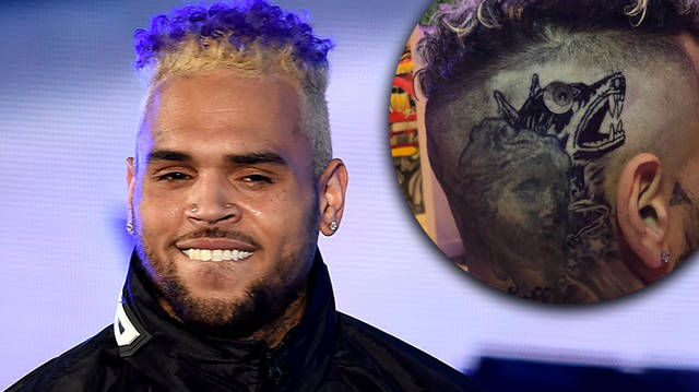Chris Brown shocks fans with his huge dog tattoo on his skull