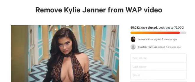 A petition to remove Kylie Jenner from the 'WAP' video has been started