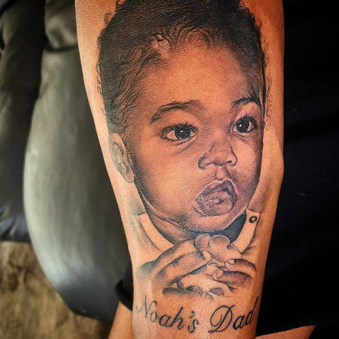 The 'Slow Motion' singer debuted his new inking in honour of his one-year-old son, Noah