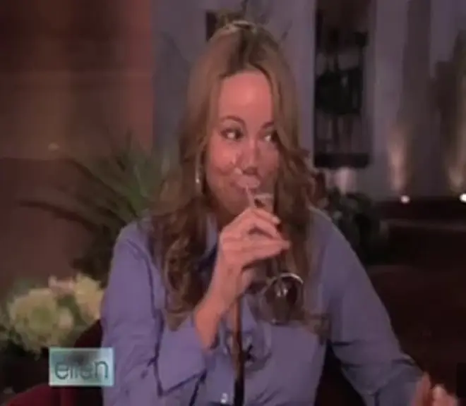 Mariah Carey seemed to "fake a sip" after Ellen DeGeneres encouraged her to have the champagne