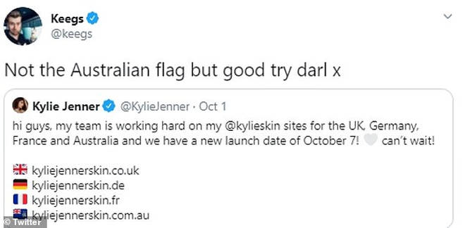 Keegan Bakker calls Kylie Jenner out for getting the Australian flag wrong