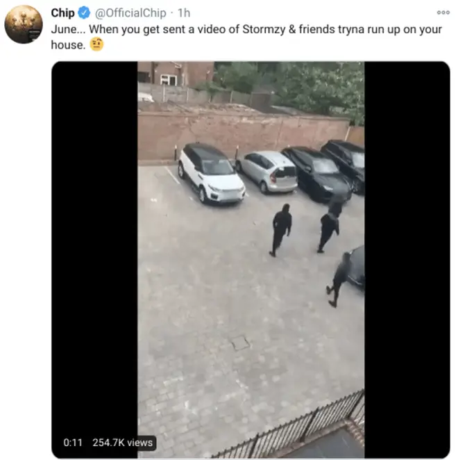 In a now-deleted post, Chip showed footage of Stormzy pulling up at his residence.