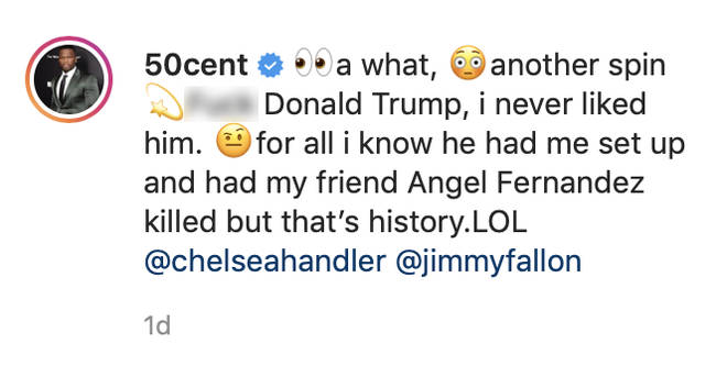 "F*** Donalds Trump, I never liked him," wrote Fifty after Chelsea Handler called him out.