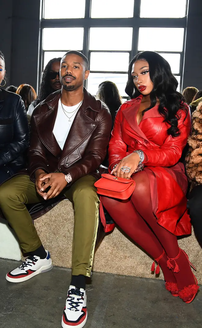 Michael B. Jordan and Megan Thee Stallion attend two Coach 1941 fashion shows together.