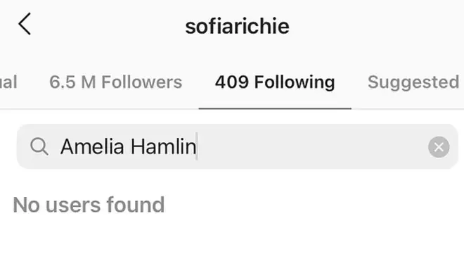 Instagram shows Sofia Richie is no longer following Amelia Hamlin