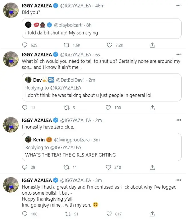 Iggy Azalea responds to ex Playboi Carti's tweet