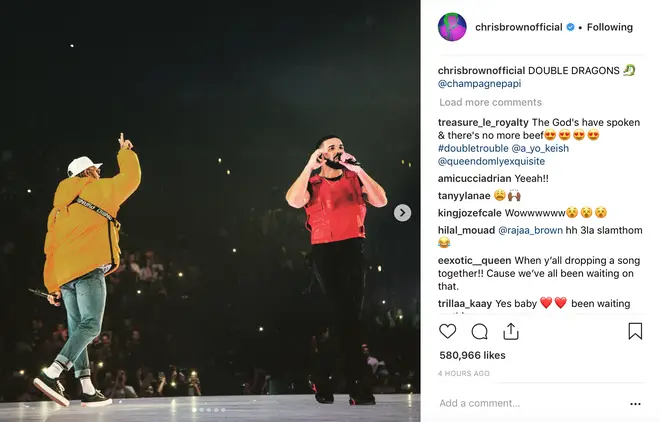 Drake brings out Chris Brown In LA/Chris Brown Instagram