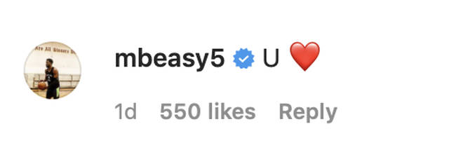 Malik Beasley, who is currently married, commented underneath Larsa&squot;s photo, "U" with a love heart.