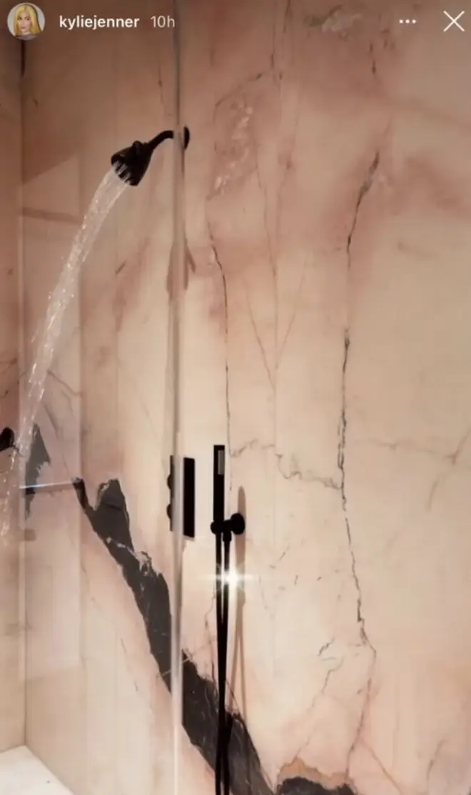 Kylie Jenner shows fans her massive marble walk-in shower