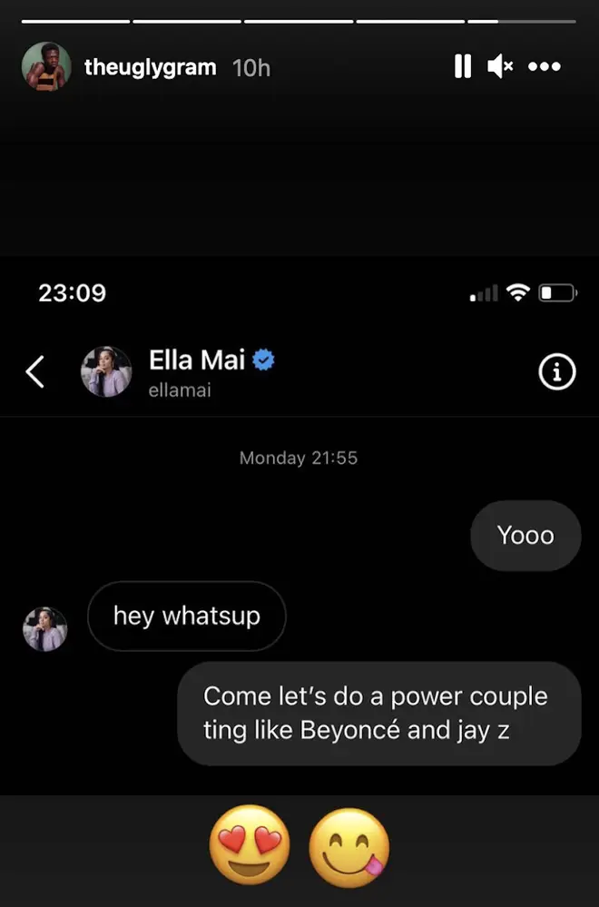 J Hus hopped on Instagram and jumped in the direct messages of Ella Mai.
