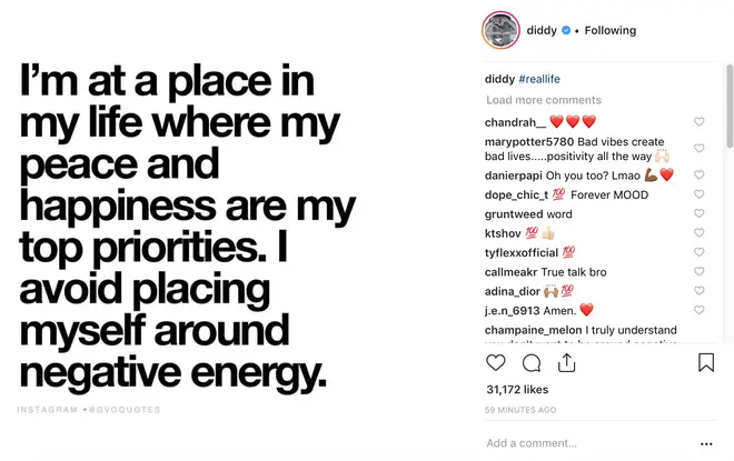 Diddy Cassie Split: Instagram Response