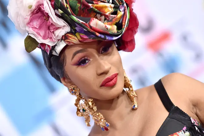 Cardi B arriving at the 2018 American Music Awards.