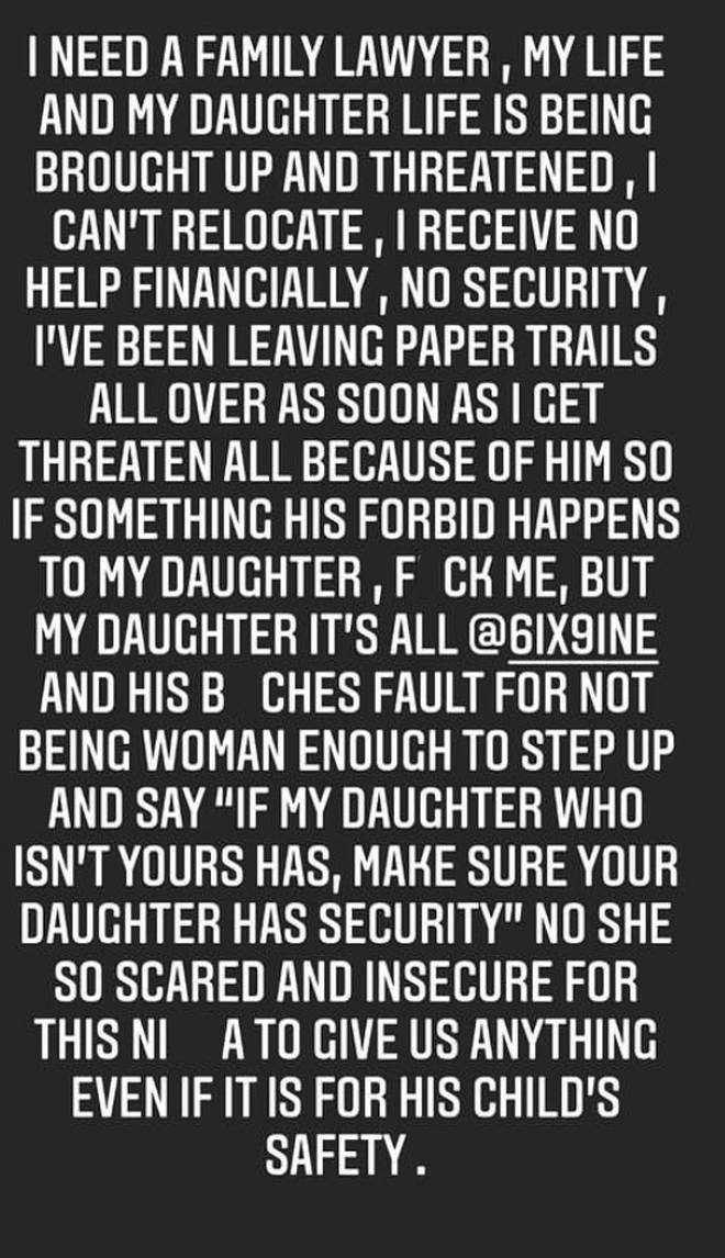 Sara Molina claims her daughter is being threatened on an IG post