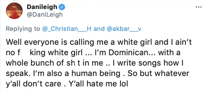 DaniLeigh responds to people who are referring to her as a "white girl"