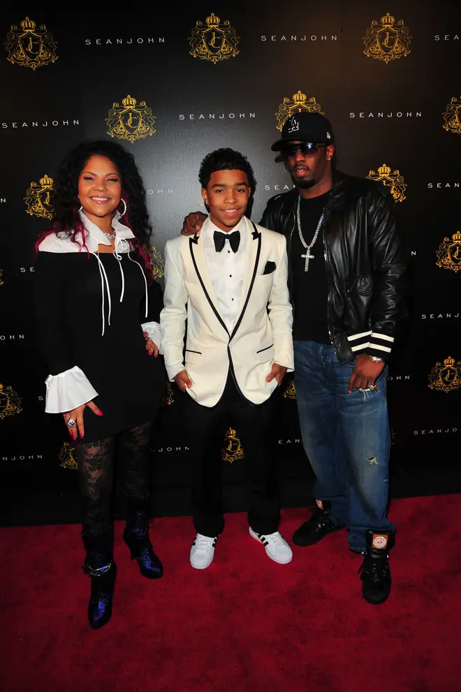 Justin Dior Combs poses with his mother, Misa Hylton-Brim and  his father, Sean "Diddy" Combs.