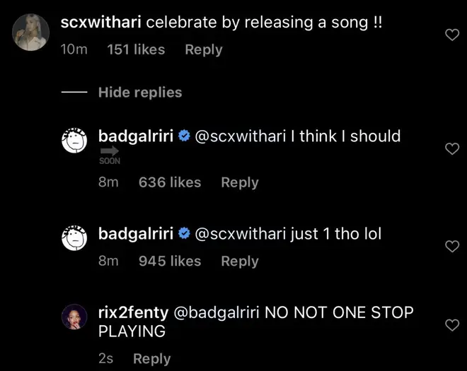 Rihanna confirms she will be releasing a new song "soon"