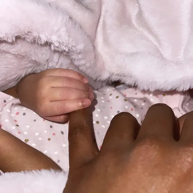 London, who already has two children from previous relationships, posted a tribute to his new baby on Instagram alongside a photo of himself holding her hand.