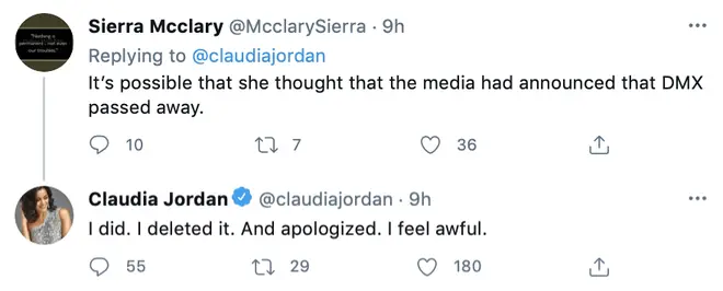 Claudia Jordan admitted she thought the media had announced DMX has passed away.