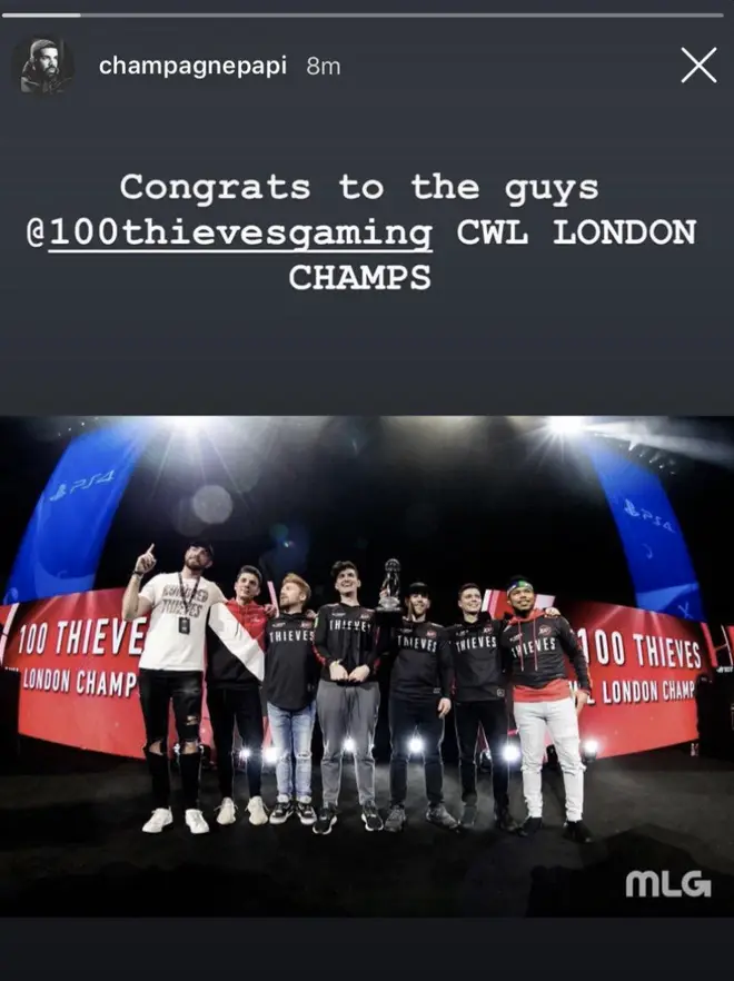 Drake congratulates 100 Thieves’ victory at CWL London