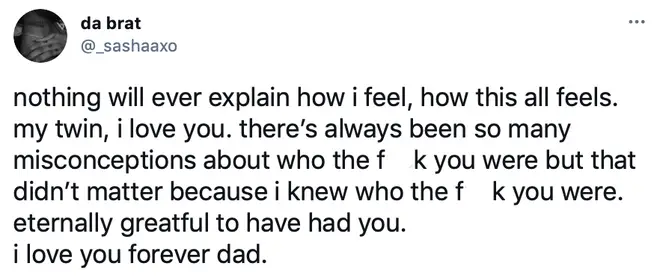 DMX's daughter, Sasha, pays tribute to her father following his death.