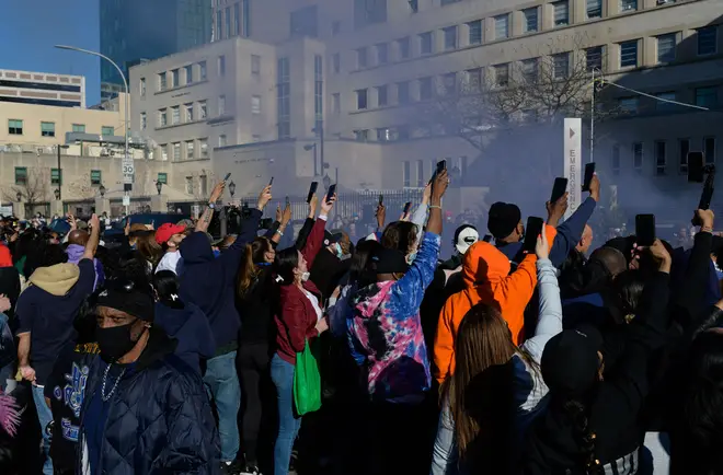 Fans attended a prayer vigil outside of White Plains Hospital on April 5, 2021.