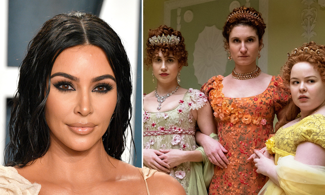 Kim Kardashian reacts as her surprising connection to Bridgerton is revealed