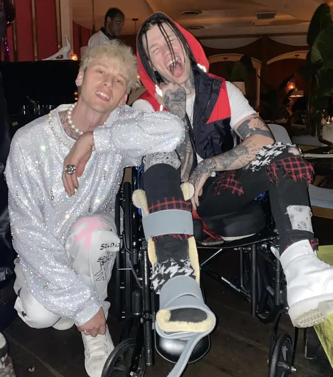 Machine Gun Kelly posed for a pic with his drummer Rook.