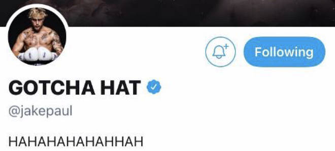 Jake Paul changes his Twitter name to 'gotcha hat' to troll Floyd Mayweather.