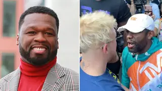 50 Cent trolls Floyd Mayweather's hair after Jake Paul steals his hat