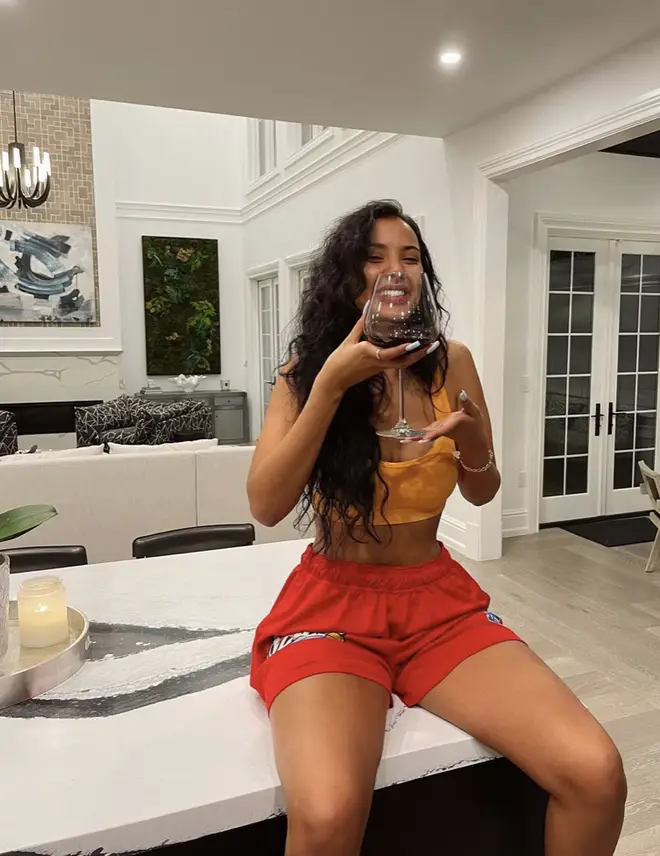 Maya Jama fans spot her wearing red LA Lakers logo shorts, which coincidentally, Ben wore  in an IG post shared in October .