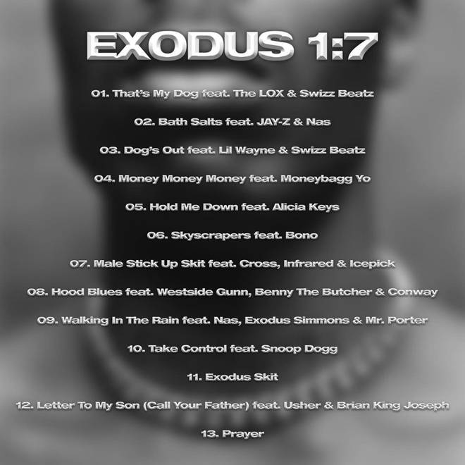 The tracklist for 'Exodus' consists of thirteen tracks.
