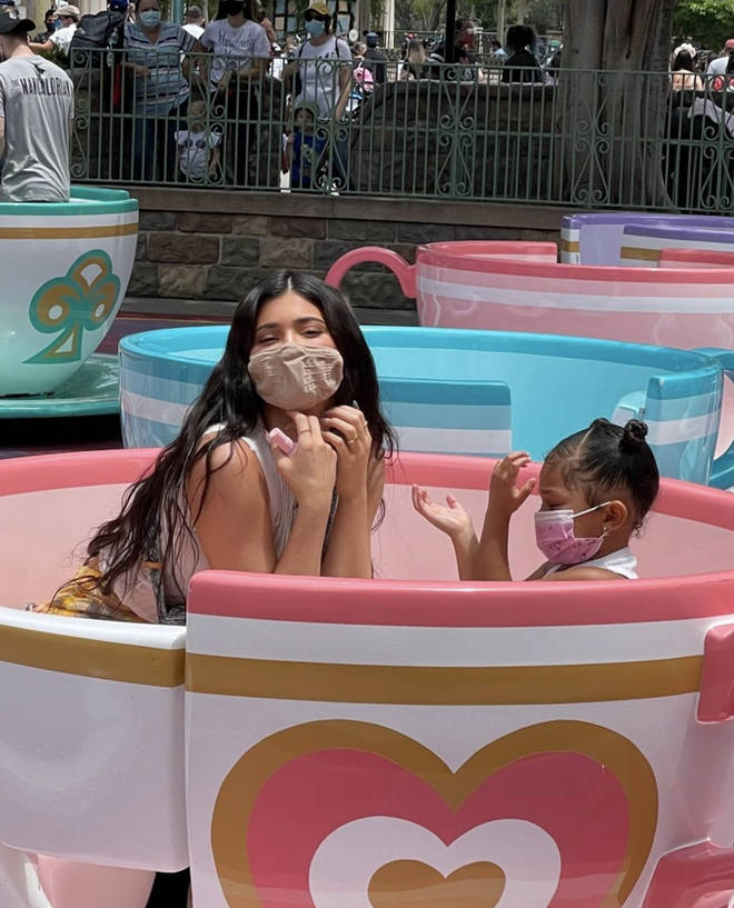 One photo showed Kylie and Stormi riding the teacups together.