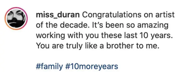 In the now-deleted post, Duran paid tribute to Drake for winning the 'Artist of the Decade' at the Billboard Music Awards.