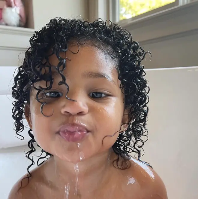 Jenner posted an adorable photo of her three-year-old tot in the bath, tagging @kyliebaby.