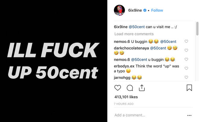Tekashi 6ix9ine Blasts 50 Cent On Instagram