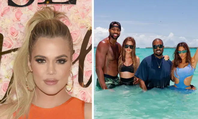 Khloe Kardashian, Tristan Thompson, Kanye West and Kim Kardashian