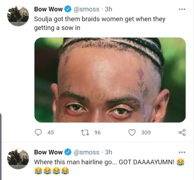 Bow Wow even posted a picture of Soulja Boy's hair