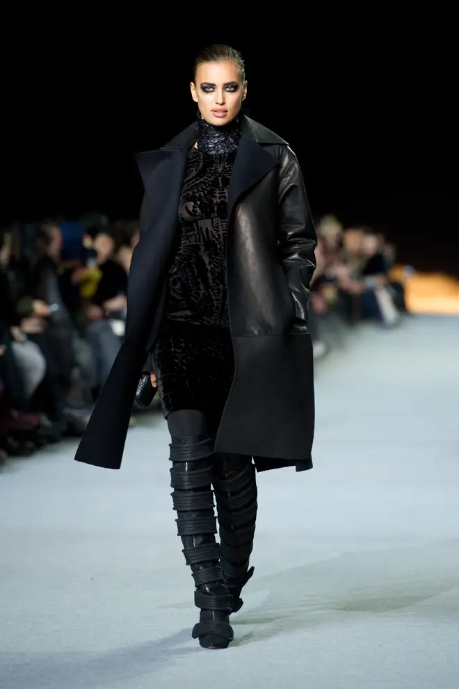 Irina Shayk modelled in Kanye West Runway show at Paris Fashion Week in 2012.