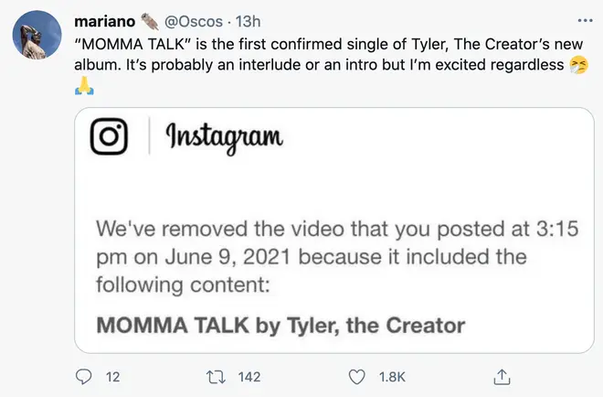 'MOMMA TALK' may be the first single from Tylers rumoured upcoming album