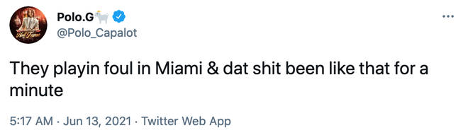 Polo G tweeted about the arrest the following day