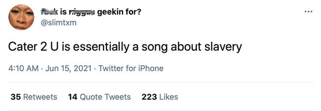 Twitter users have described the songs lyrics as "slavery".