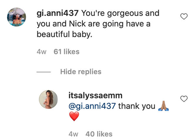 A fan congratulated Alyssa and Nick on their child