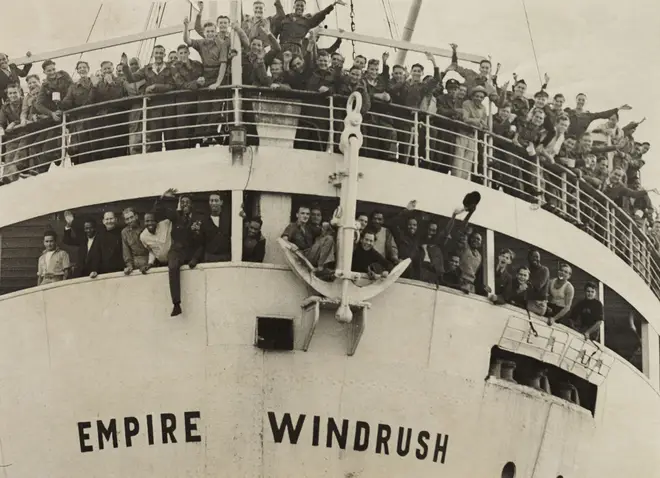 The 'Empire Windrush' arriving from Jamaica, 1948.