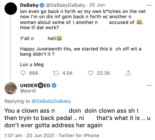 Megan Thee Stallion's boyfriend Pardison Fontaine comes to her defence in her beef with DaBaby.