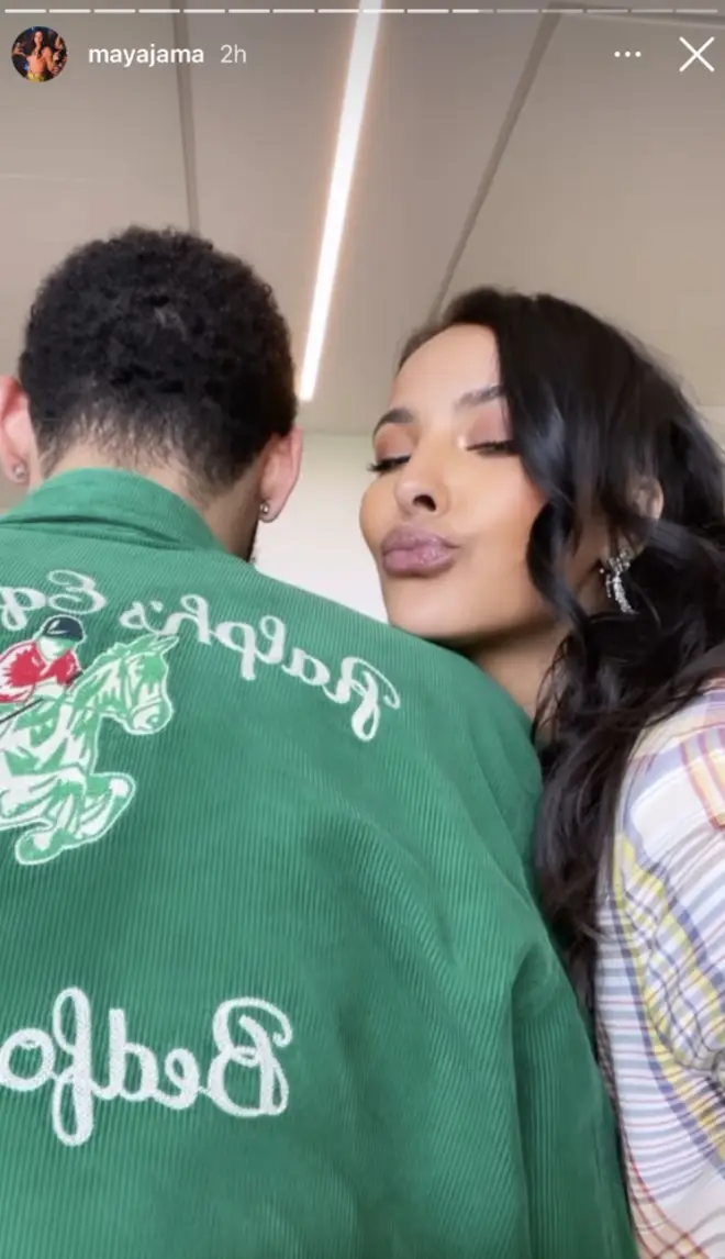 Maya Jama shared a photo of her snuggling up to Ben Simmons on Instagram.