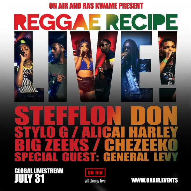 Reggae Recipe Live! with On Air & Ras Kwame takes place on July 31st.