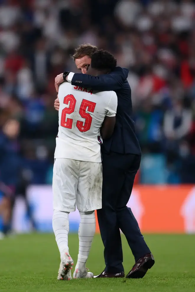 Southgate was seen consoling Saka