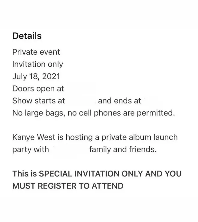 The invitations described a "private album launch with family a friends".