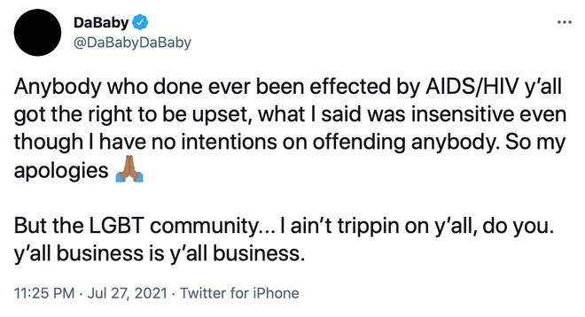DaBaby issued two apologies