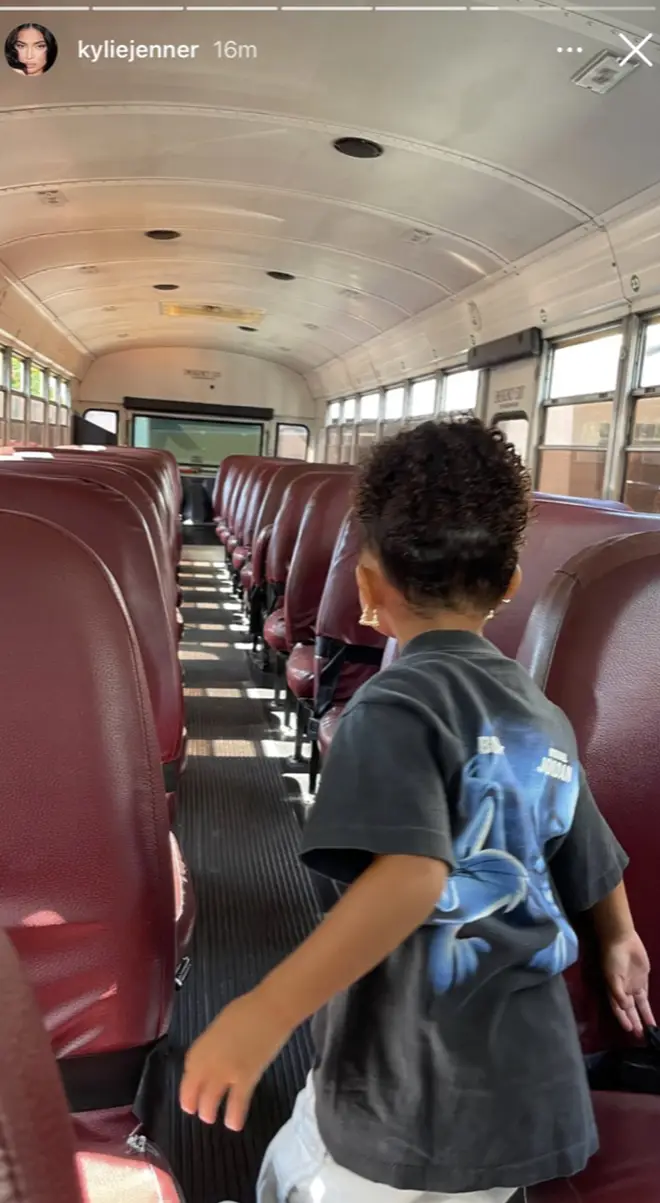 Kylie Jenner shares a photo of Stormi on the yellow school bus.